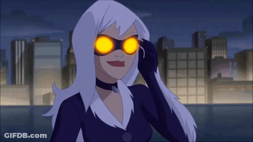 A Cartoon Character With Glowing Eyes Is Standing In Front Of A City GIF