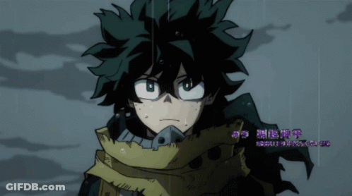 A Cartoon Character With Green Hair And A Scarf Around His Neck GIF