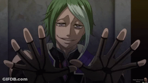 A Cartoon Character With Green Hair And Black Gloves Shows Off His Fingers GIF