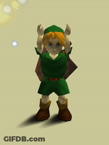 A Cartoon Character With Green Shorts And Brown Boots Is Standing With His Hands On His Head GIF