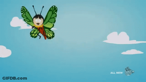 A Cartoon Character With Green Wings Is Flying In The Sky With The Words All New Comedy Central On The Bottom GIF