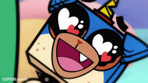 A Cartoon Character With Hearts In His Eyes GIF