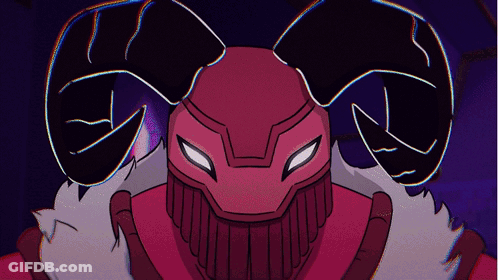 A Cartoon Character With Horns And A Beard GIF