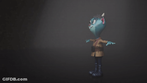 A Cartoon Character With Horns And A Crown On His Head Stands With His Arms Outstretched GIF