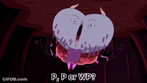 A Cartoon Character With Horns And A Mouth That Says P P Or Wp GIF