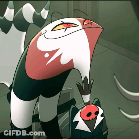 Cartoon Horned Character With Skull On Back GIF