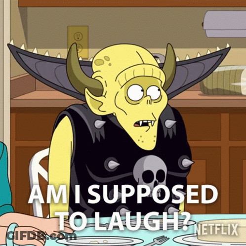 Horns And Skull Cartoon Saying Am I Supposed To Laugh Netflix GIF