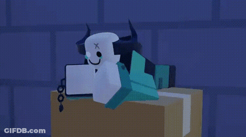 Cartoon Horned Character With X GIF