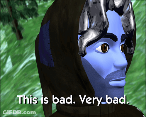 A Cartoon Character With Horns And The Words This Is Bad Very Bad Below Him GIF