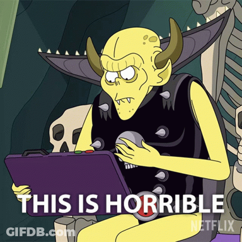 Horns Cartoon Character Holding Horrible Case GIF