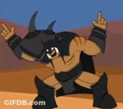 A Cartoon Character With Horns On His Head Is Giving The Middle Finger GIF