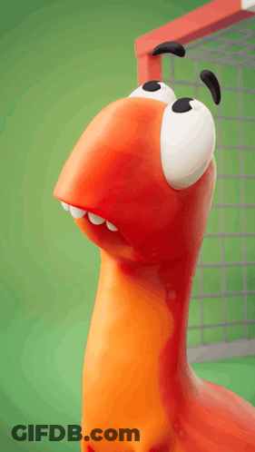 A Cartoon Character With Its Mouth Wide Open Looks Up GIF