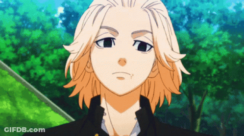 A Cartoon Character With Long Blonde Hair And A Black Jacket GIF
