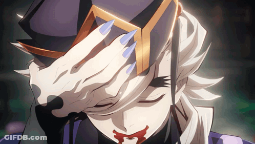 A Cartoon Character With Long Blue Nails Covering His Face With His Hand GIF
