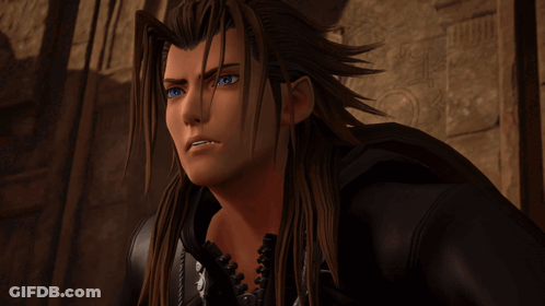 A Cartoon Character With Long Hair And Blue Eyes Is Wearing A Black Jacket GIF