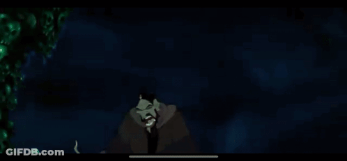 A Cartoon Character With Long Hair And Green Eyes Is Standing In The Dark GIF