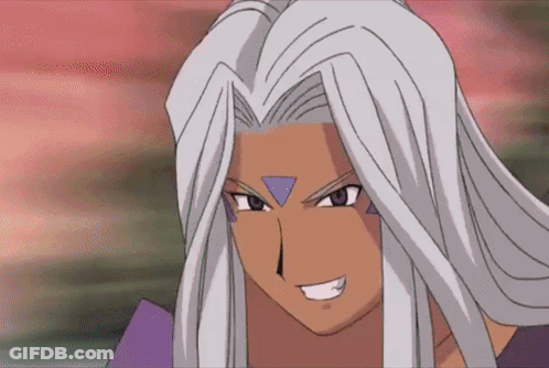 A Cartoon Character With Long White Hair And A Triangle On Her Forehead GIF