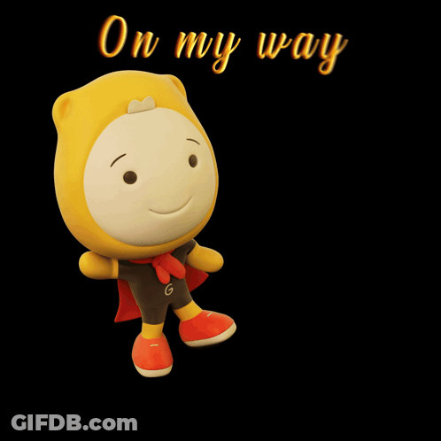 A Cartoon Character With On My Way Written On The Top GIF