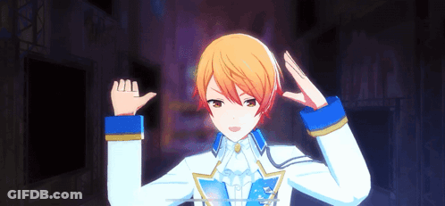 A Cartoon Character With Orange Hair And Blue Sleeves Is Standing In A Dark Room With His Hands On His Head . GIF