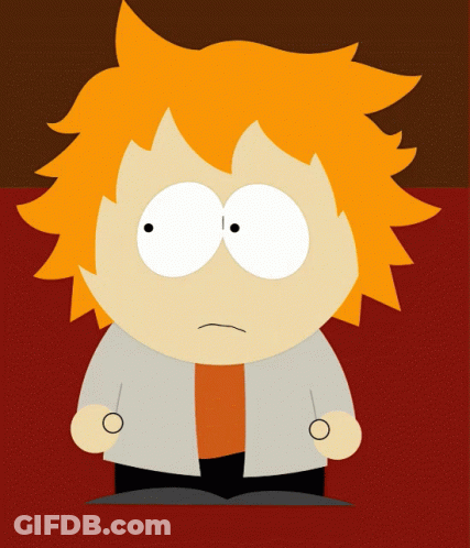 A Cartoon Character With Orange Hair And White Eyes Has A Sad Look On His Face GIF