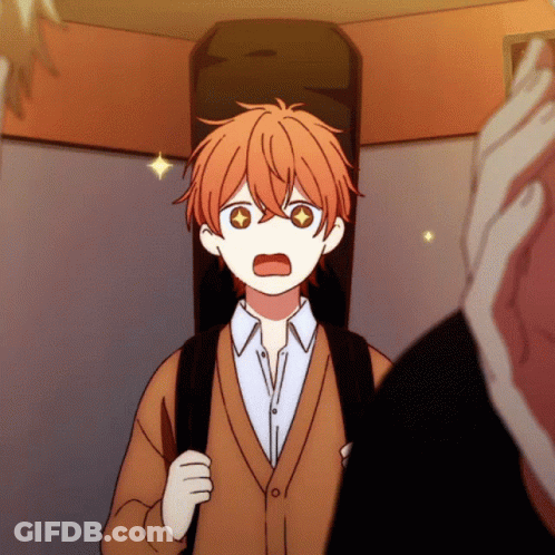 A Cartoon Character With Orange Hair Has A Star In His Eyes GIF