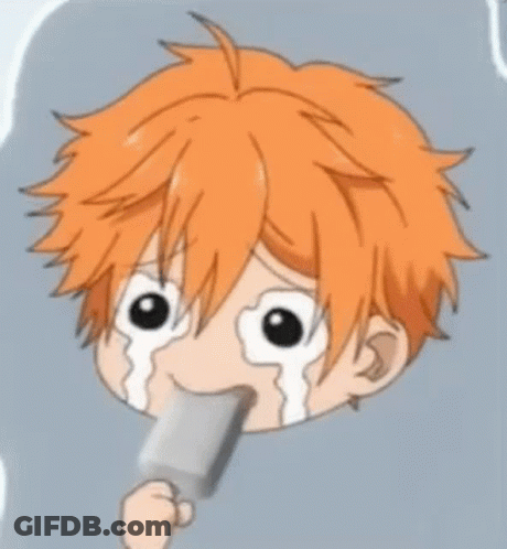 A Cartoon Character With Orange Hair Is Crying While Eating A Popsicle . GIF