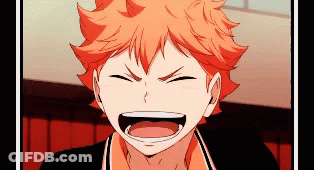A Cartoon Character With Orange Hair Is Laughing With His Mouth Wide Open GIF