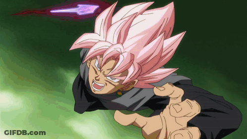 A Cartoon Character With Pink Hair And A Black Shirt Is Flying Through The Air GIF