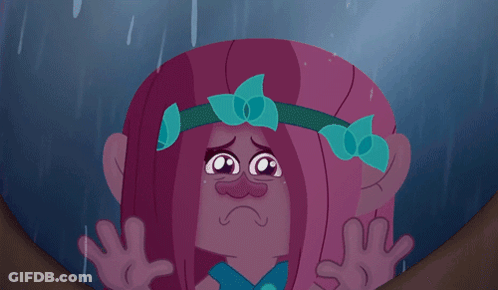 A Cartoon Character With Pink Hair And A Blue Bow On Her Head Is Crying GIF