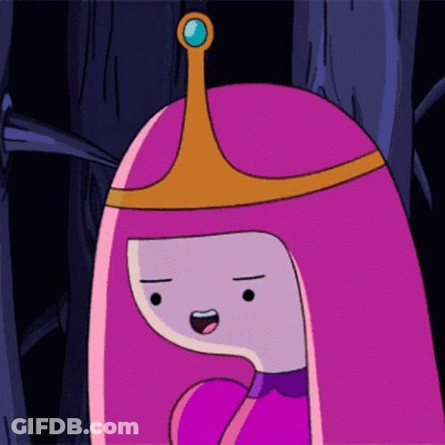 A Cartoon Character With Pink Hair And A Crown GIF