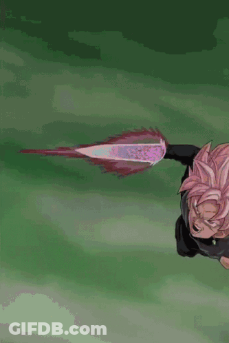 A Cartoon Character With Pink Hair And A Sword In His Hand GIF
