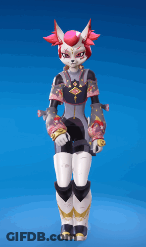 A Cartoon Character With Pink Hair And A Sword Is Standing In Front Of A Blue Background GIF