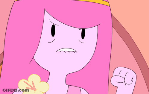 A Cartoon Character With Pink Hair And A Yellow Flower In Her Hand GIF