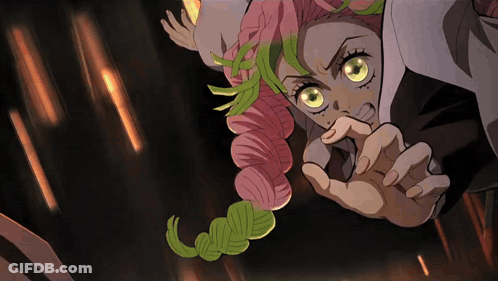 A Cartoon Character With Pink Hair And Green Eyes Is Reaching Out GIF