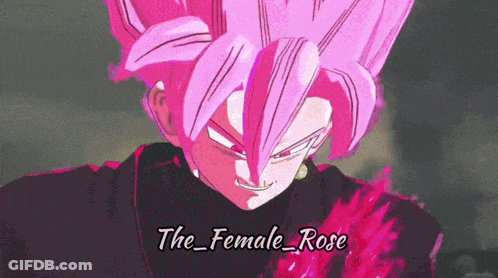 A Cartoon Character With Pink Hair And The Words The Female Rose GIF