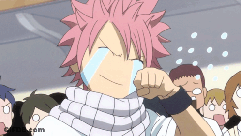 A Cartoon Character With Pink Hair Is Crying While A Crowd Looks On GIF