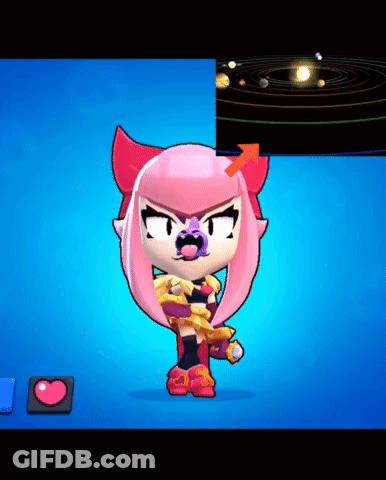 A Cartoon Character With Pink Hair Is Standing In Front Of A Picture Of The Solar System .. GIF