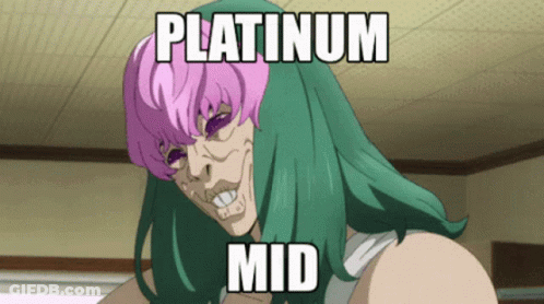 A Cartoon Character With Platinum Mid Written On The Bottom GIF