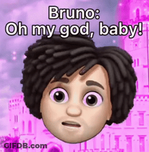 A Cartoon Character With Purple Eyes And A Purple Background Says `` Oh My God , Baby ! '' GIF