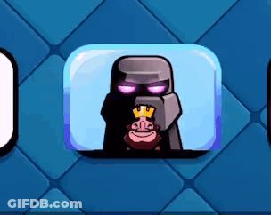 A Cartoon Character With Purple Eyes Is Holding A Crown . GIF
