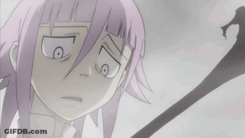 A Cartoon Character With Purple Hair And A White Shirt Making A Funny Face GIF