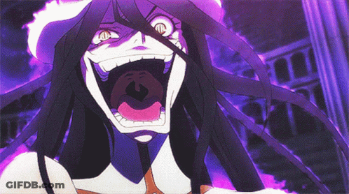 A Cartoon Character With Purple Hair Is Making A Funny Face With Her Mouth Open GIF