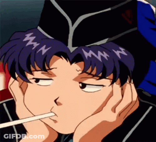 A Cartoon Character With Purple Hair Is Smoking A Cigarette And Making A Funny Face . GIF