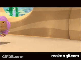 A Cartoon Character With Purple Hair Is Standing In A Room GIF