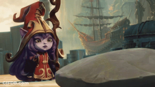 A Cartoon Character With Purple Hair Is Standing Next To A Rock GIF