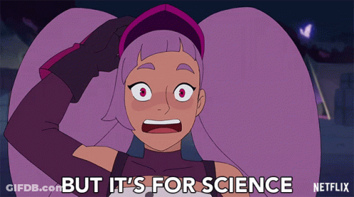 A Cartoon Character With Purple Hair Says But It 'S For Science GIF