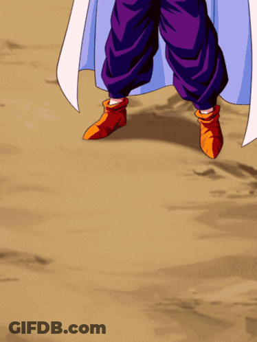 A Cartoon Character With Purple Pants And Orange Boots Is Standing On A Sandy Surface GIF