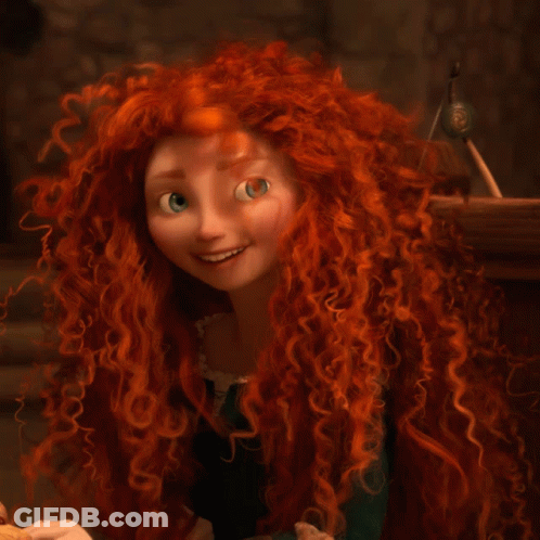 Smiling Cartoon Girl With Red Curly Hair GIF