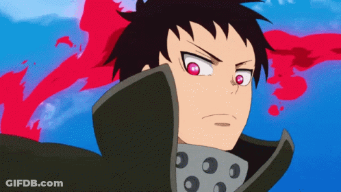 A Cartoon Character With Red Eyes And A Black Coat GIF