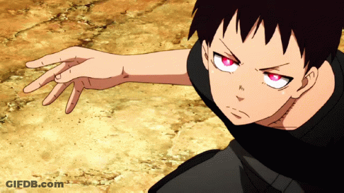 A Cartoon Character With Red Eyes And Black Hair Reaches Out His Hand GIF